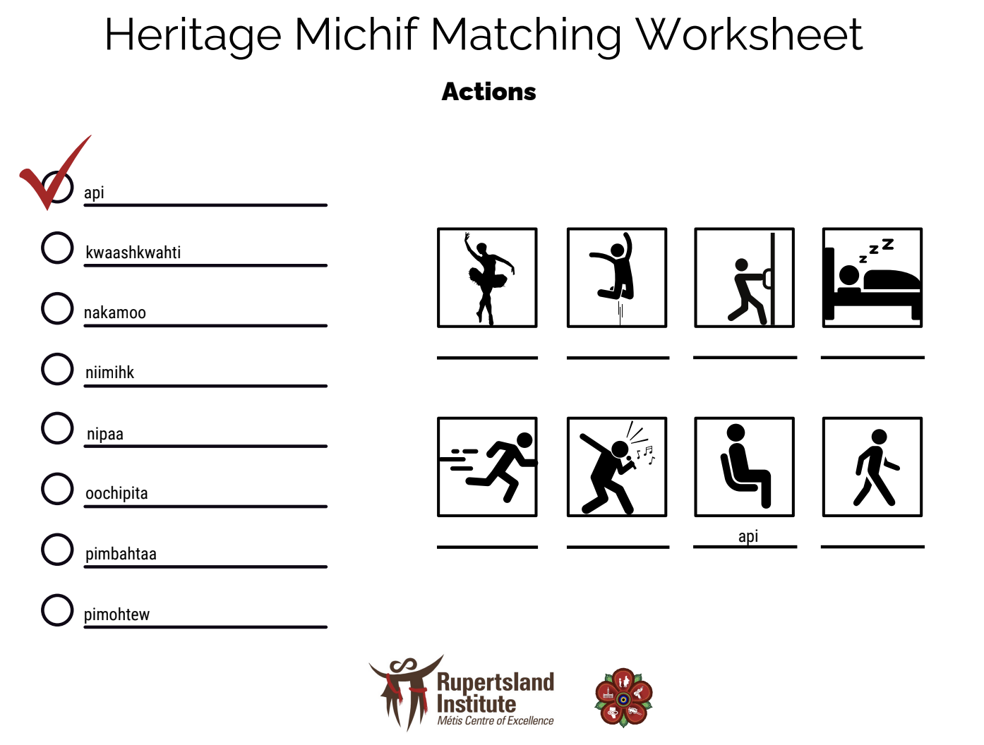 Heritage Michif Actions Activity