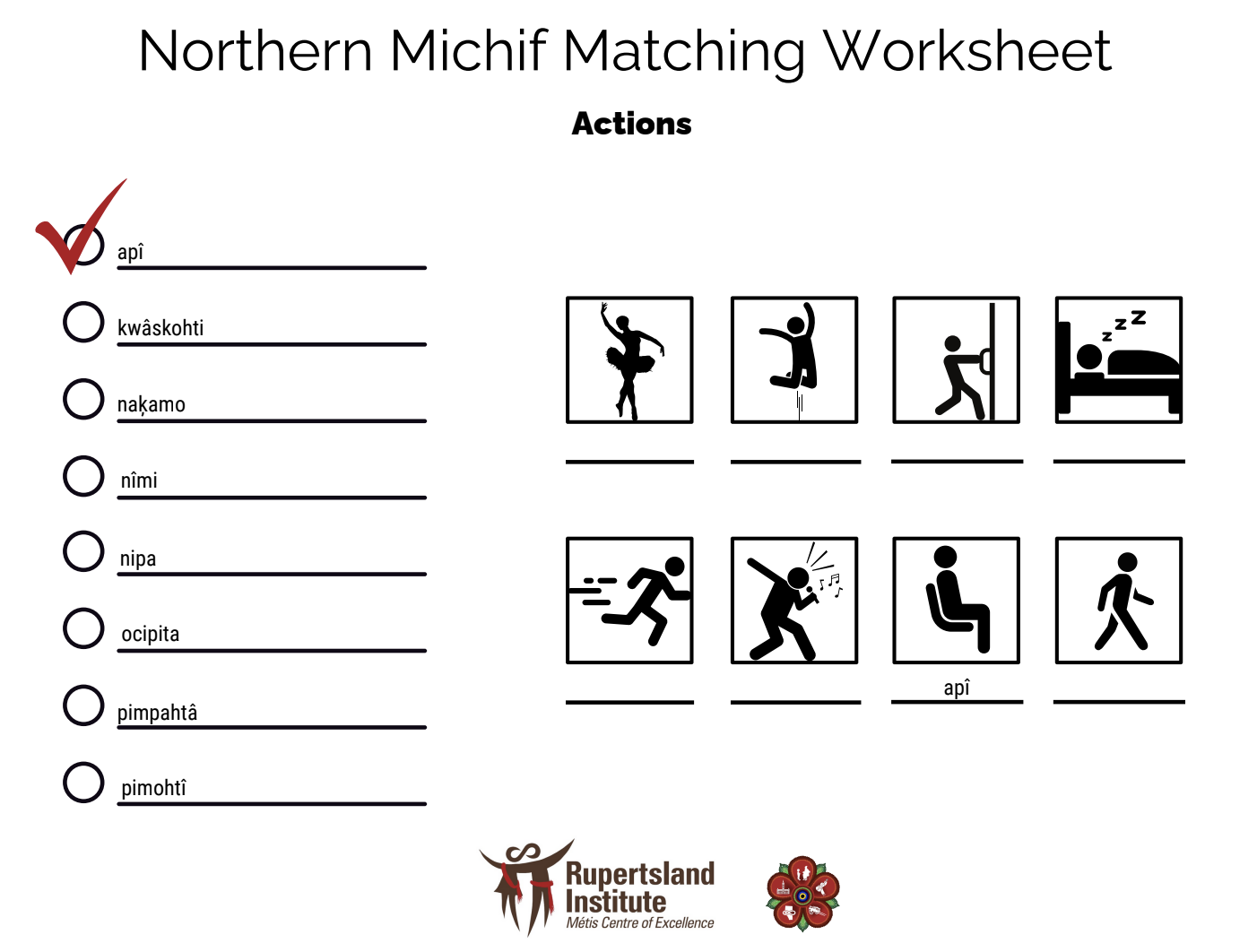 Northern Michif Actions Activity