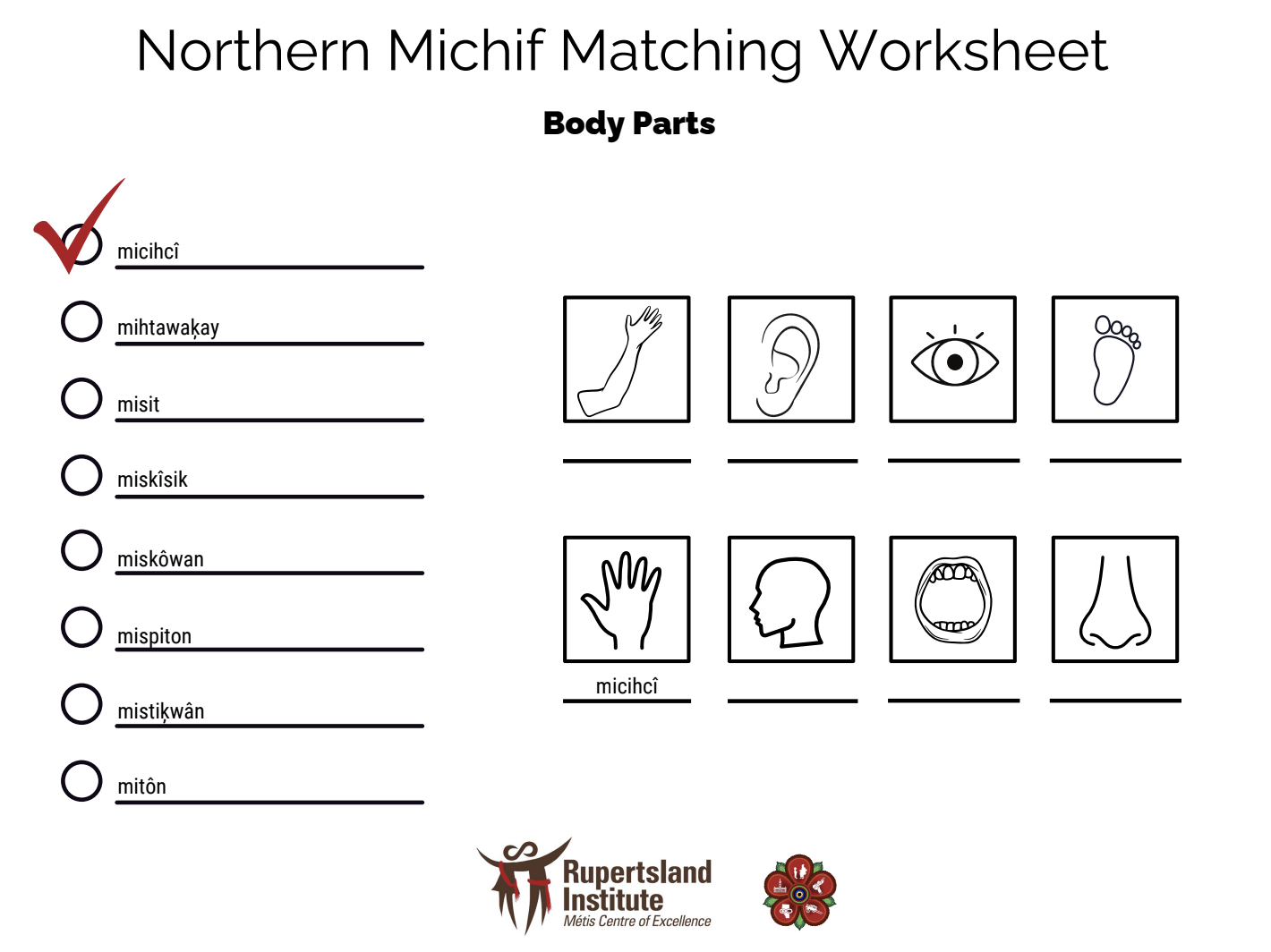 Northern Michif Body Parts Activity